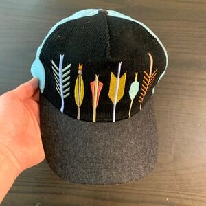 Pistil Womens Arrow Embroidered Trucker Hat Snapback Mesh Back Blue Black Wool